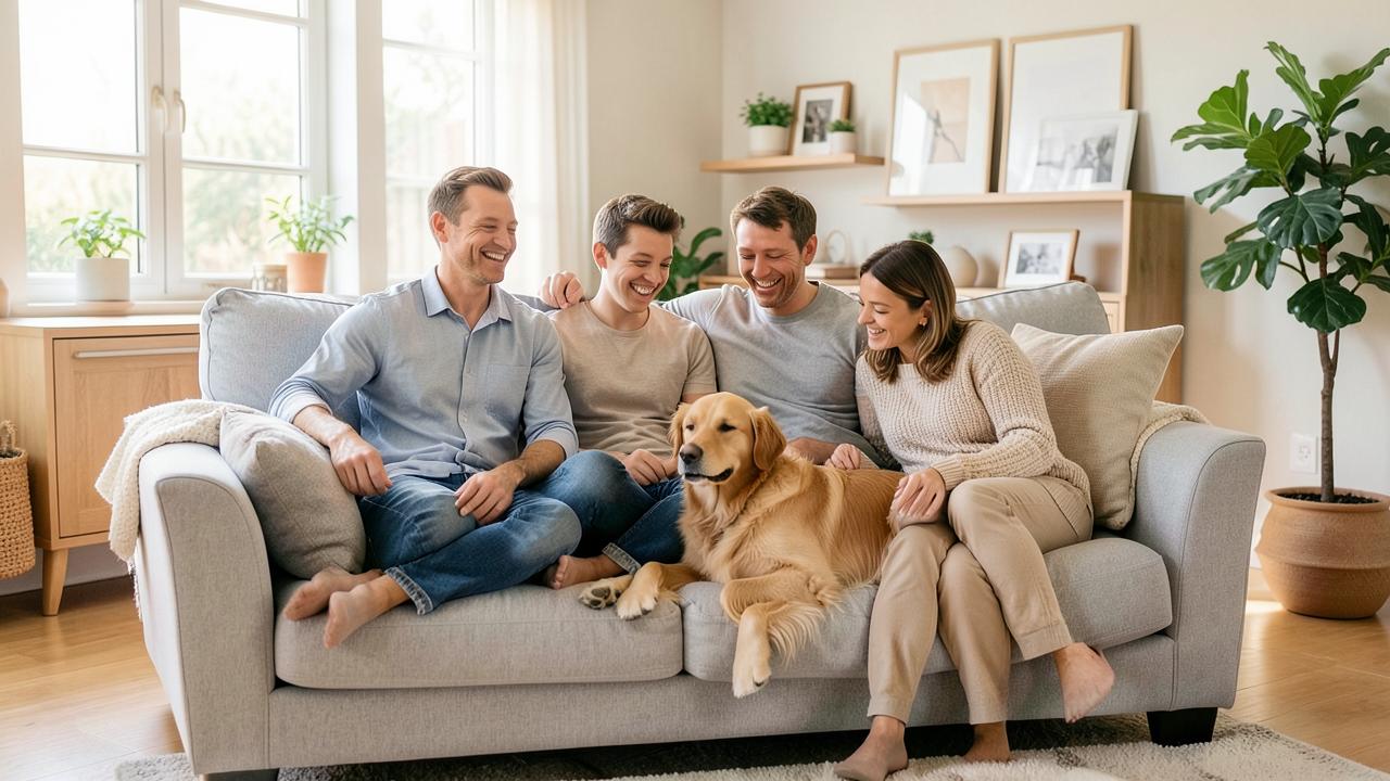 A family relaxing comfortably at home in Colorado Springs